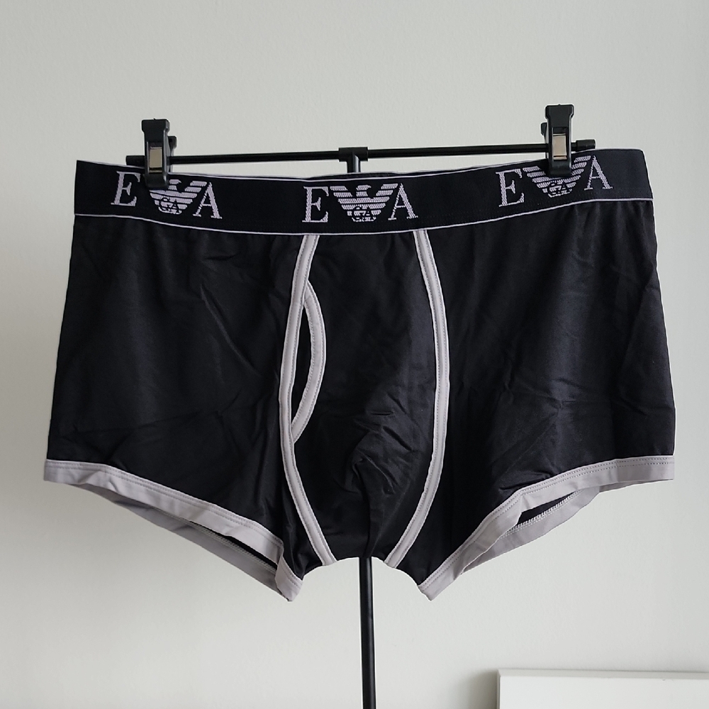 Emporio Armani Black Boxer Briefs with Gray Trim